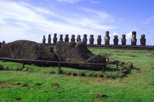Moai standing on ahu